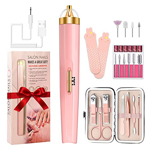 Disen Portable Finger Toe Nail Drill Machine Kit for Acrylic Nails, Cordless Rechargeable Electric Nail Drill Polisher Efile and Drill Bits, Manicure Pedicure Set Professional Everything with Drill