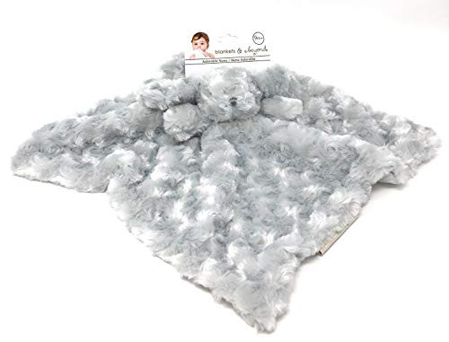 Blankets & Beyond Gray Rosette Bear Adorable Nunu Security Blanket