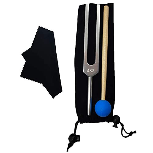 432 Hz Tuning Fork with Hammer Silicone Medical DNA Repair Stress, Sound therapy Tool - Tune of Musical Instrument - Aluminum Healing Fork for Balancing, Vibration with Bag and Cleaning Cloth 432 Hz Tuning Fork with Hammer Silicone Medical DNA Repair Stress, Sound therapy Tool - Tune of Musical Instrument - Aluminum Healing Fork for Balancing, Vibration with Bag and Cleaning Cloth