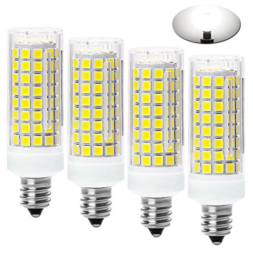 All-New -102LEDs- E11 LED Bulbs, 75W or 100W Equivalent Halogen Replacement Lights, Dimmable,850 Lumens,360 Degree Beam Angle T3/T4 Candelabra Base,AC110-130V,8W Daylight White 6000K,-Pack of 4-