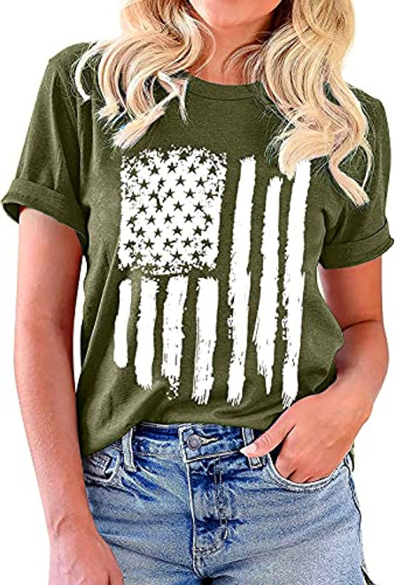 CM-Kid Women's American Flag Tank Tops 4th of July Camo Tee Summer Loose Sleeveless Country Patriotic USA T Shirts -L, 6 Green America Flag-