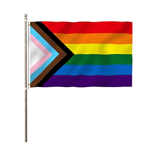 [100D Heavy Duty- Progress Pride Rainbow Flag, Durable Gay Lesbian Transgender Bisexual LGBTQ-Flags 3x5 ft for Any Deck, Patio, Porch, or Veranda [100D Heavy Duty- Progress Pride Rainbow Flag, Durable Gay Lesbian Transgender Bisexual LGBTQ-Flags 3x5 ft for Any Deck, Patio, Porch, or Veranda