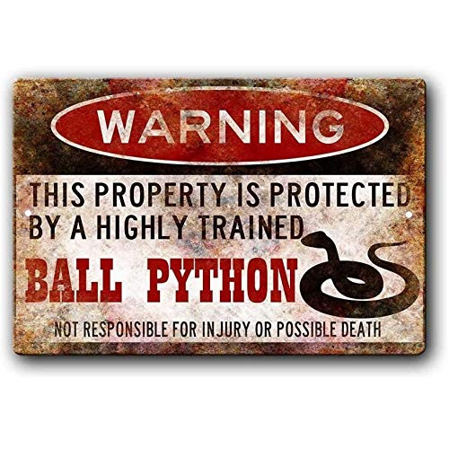 Ylens Ball Python Sign,Funny Metal Signs,Ball Python Accessories,Snake Warning Sign Aluminum Metal Sign 8 X 12 Inches