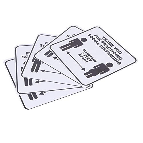 Fadeless Distance Sign Decal Waterproof Warning Sign Stable Warning Decal Safety Distance Sticker Warning Sticker for Office for Retail Store for Mall School