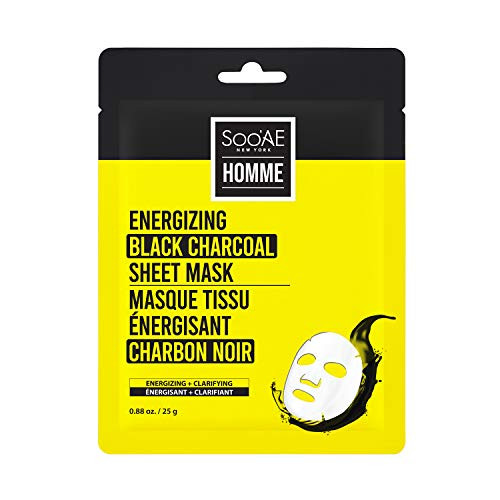 Soo'AE Homme Energizing Black Charcoal Sheet Mask 1 Count. for men
