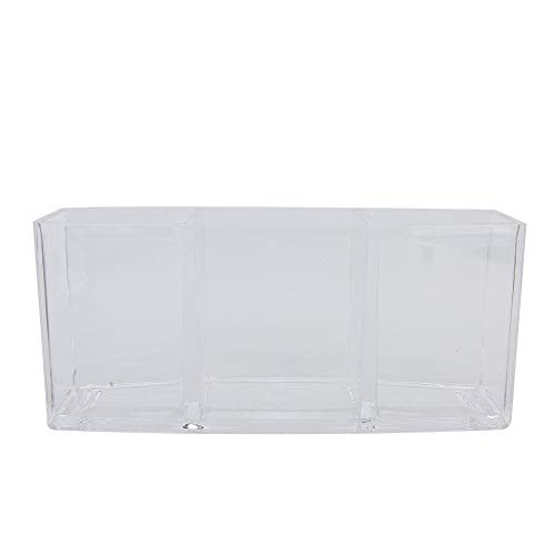 Clear Makeup Brush Holder Organizer, 3 Slot Desktop Acrylic Cosmetics Brushes Storage Box, Rectangle Shape Makeup Brush Display Holder