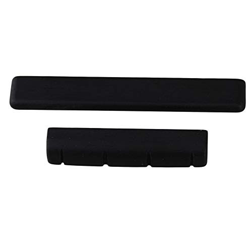 Yibuy Black Ebony Bridge Saddle with Nut for 4 String Ukulele Guitar Repair Parts