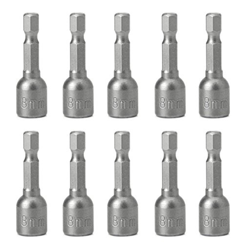 Because0f 10 Pcs Magnetic Nut Driver Set 8mm 5/16" Socket Adapter Hex Drill Bit