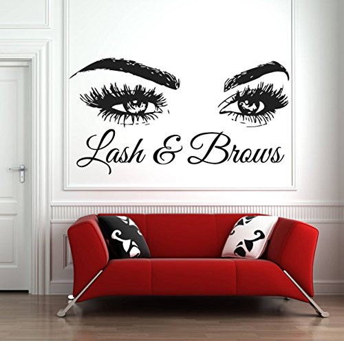 Melissalove Lash & Brows Large Eyes Quote Wall Decals Fashion Creative Vinyl Eyelashes Beauty Salon Wall Stickers Eyebrows Store Decor LC722 (Black) Melissalove Lash & Brows Large Eyes Quote Wall Decals Fashion Creative Vinyl Eyelashes Beauty Salon Wall Stickers Eyebrows Store Decor LC722 (Black)