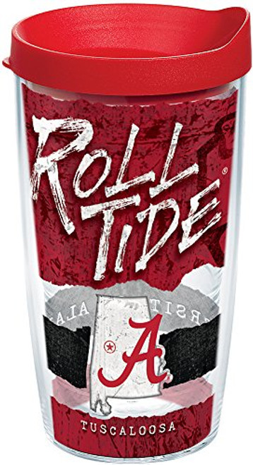 Tervis 1251116 Alabama Crimson Tide College Statement Insulated Tumbler with Wrap and Red Lid, 16oz, Clear Tervis 1251116 Alabama Crimson Tide College Statement Insulated Tumbler with Wrap and Red Lid, 16oz, Clear
