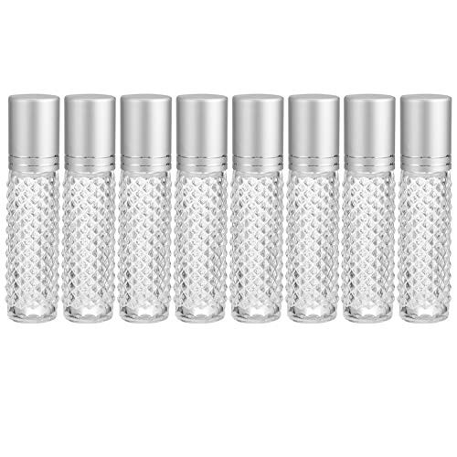 Beaupretty 8Pcs 10ml Glass Rollerball Tubes Essential Oil Roll on Perfume Bottles with Glass Roller Balls Empty Refillable Glass Roller Bottles with Cap for Aromatherapy Lip Gloss