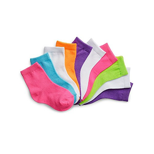 Hanes EZ Sort Girls Toddler Ankle Socks, 37/10, 12-24M, Assorted