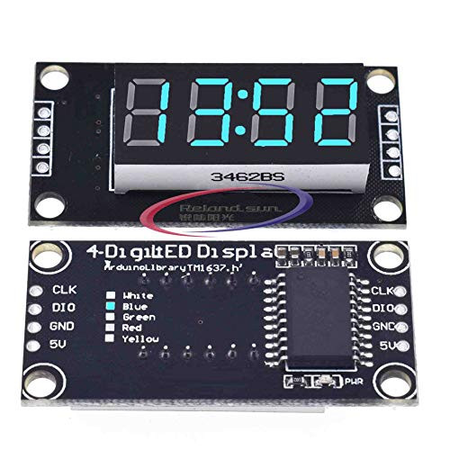4-Digit LED 0.36" 7 Segments Display Tube Decimal TM1637 Module Size 30x14mm 0.36 inch for Arduino Red/Blue/Green/White/Yellow -Blue-
