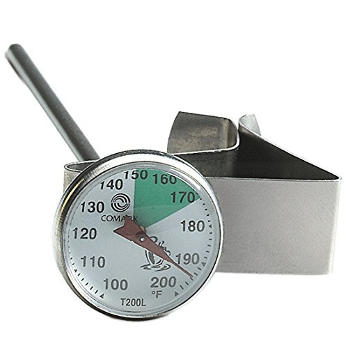 COMARK T200L 1" Dial Latte Thermometer with 5-Inch Stem and Clip