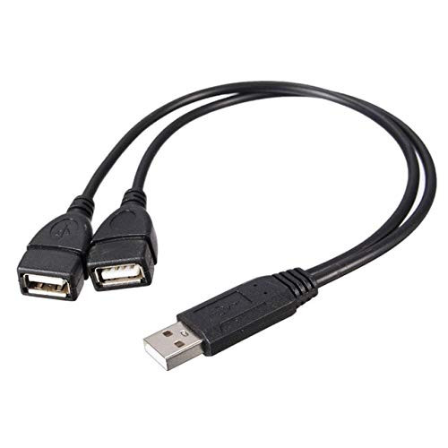 Lysee Data Cables - OPQ-USB 2.0 A Male To 2 Dual USB Female Jack Y Splitter Hub Power Cord Adapter Cable - -Color: Black-