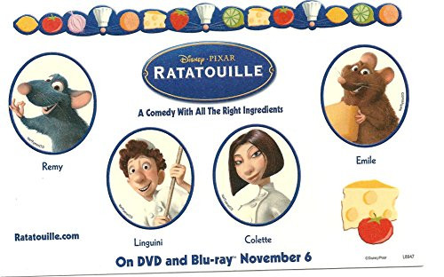 Disney Single Promo Temporary Tattoo Sheet 4"x6" Ratatouille