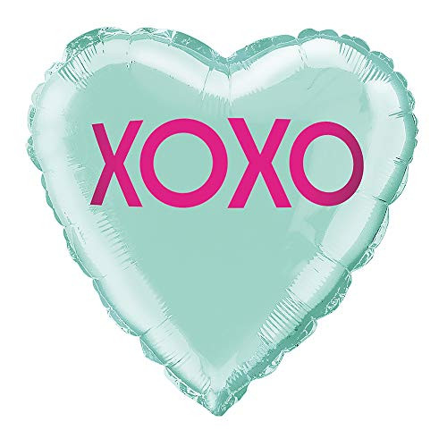 Unique Industries 54456 18" Foil XOXO Teal Heart Balloon