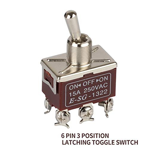 toggle switch 15A 250VAC 3 position files 6 screw pin latching handle switch ON OFF ON E-SG-1322 12mm mini 6 foot