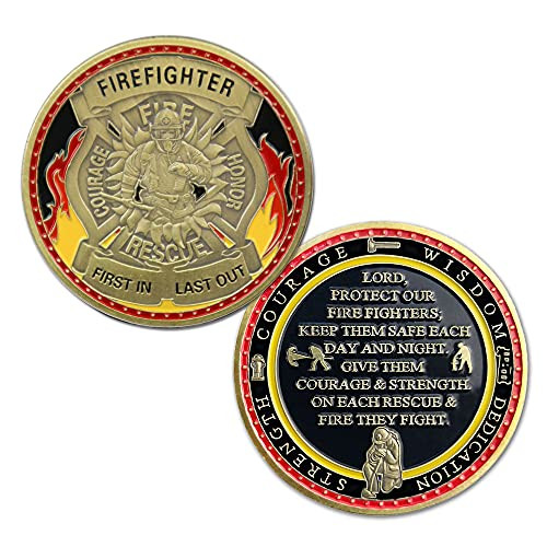 BHealthLife Firefighters Prayer Challenge Coin Fireman Rescue Department-First in Last Out BHealthLife Firefighters Prayer Challenge Coin Fireman Rescue Department-First in Last Out