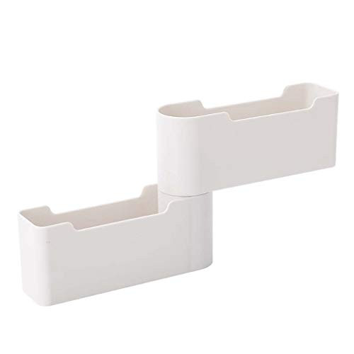BCDlily Remote Controller Holder Wall Mount Mobile Phone Bracket Storage Box No Hole Switch Media Organizer Storage Rack -White-