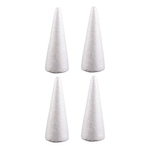 Amosfun 6pcs Craft Foam Cones White Styrofoam Cones Christmas Tree Polystyrene Foam Cone Disc for DIY Craft Home Christmas Tree Decoration Table Centerpieces 24cm