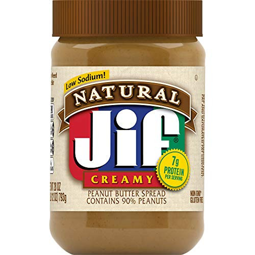 Jif Natural Creamy Peanut Butter Spread, 28 Ounces, Contains 90 percent Peanuts