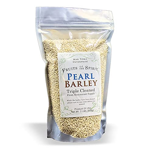 FOTS Pearl barley Grain, Whole Dry- 2 Pounds, 3 x Cleaned, USA Grown, 100 percent All Natural, Premium Quality, Great for Soups and Stews, Vegan, Vegetarian, Fruits Of The Spirit Brand