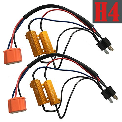 H4 9003 HB2 50W 6Ohm Error Free LED Light Load Resistor Adapter Fix Flashing Flickering Blinking for Headlight Daytime Running Light Turn Signal Fog Lamp - 1 Year Warranty