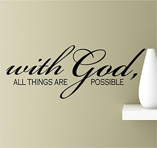 with God All Things are Possible Vinyl Wall Art Inspirational Quotes Decal Sticker