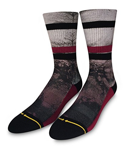 MERGE4 Tentacles Burgundy Unisex Crew Stripe Basics Sock