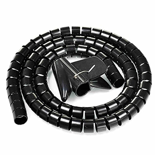 uxcell 10mm Flexible Cable Organizer Spiral Tube Cable Wire Wrap Computer Manage Cord Black 1M with Clip
