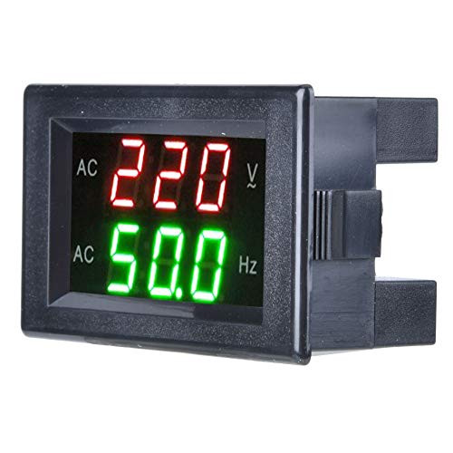 Voltage Tester AC Voltmeter with Dual LED Display Volt Meter Panel Frequency Meter Testing Tool, AC 80-500V-Black-