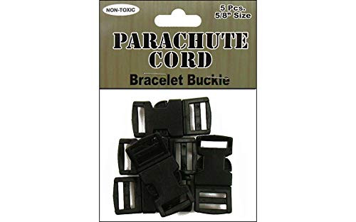 Pepperell Parachute Cord Bracelet Buckles 15mm 5/Pkg-Black
