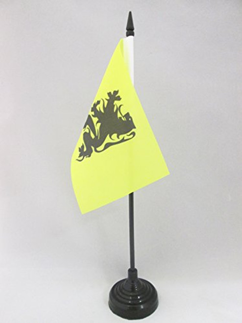 AZ FLAG Flemish Movement Table Flag 4'' x 6'' - Nationalist Flanders Desk Flag 15 x 10 cm - Black Plastic Stick and Base