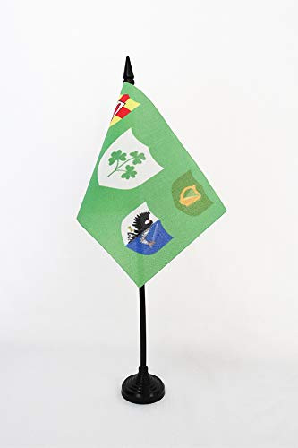 AZ FLAG IRFU Ireland Rugby Table Flag 4'' x 6'' - Irish Rugby Football Ireland Desk Flag 15 x 10 cm - Black Plastic Stick and Base