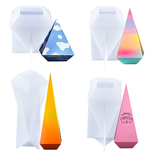 Voyyphixa 4pcs Cone Resin Molds Pyramid Silicone Molds Square Cone Crystal Epoxy Molds for Resin Jewelry Making Molds Soap Candle Polymer Clay Resin Casting Molds DIY Crafts Decoration
