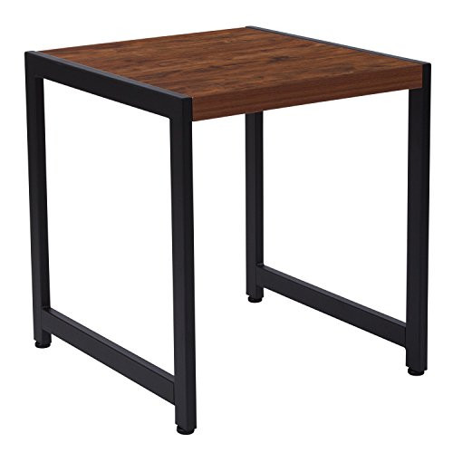 Flash Furniture Grove Hill Collection Rustic Wood Grain Finish End Table with Black Metal Frame