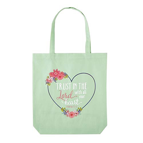 Trust In The Lord With All Your Heart Proverbs 3:5-6 Bible Verse Tote Bag, 16 Inch
