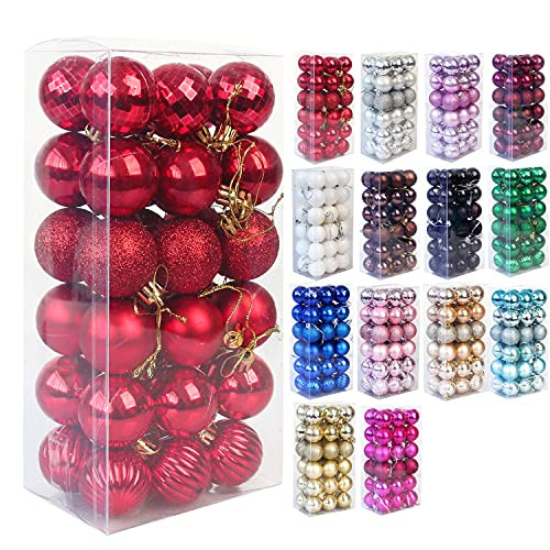 Christmas Balls Ornaments?36 Pcs Shatterproof Christmas Tree Decorations Hanging Ball for Xmas Tree Holiday Wedding Party Decoration 1.6" - 40mm - Set -Red-