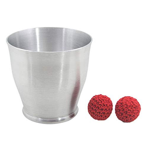 NUOBESTY Cup and Ball Magic Trick Set Fun Magic Game Include Aluminum Cup and No-Bounce Balls 3pcs