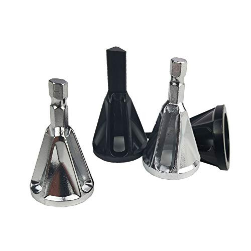 Deburring External Chamfer Tool Chamfering Tool Deburring External Drill bit Remove Burr Steel Tools for Damaged Bolts Repairing 2 x Triangle Shank 2 x Hexagon Shank Black  and  White