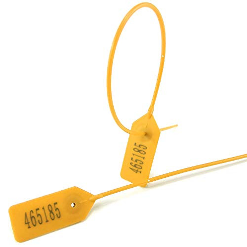 100pcs, Yellow - Luggage Security Seal Tamper Proof Marker Tags Self-Locking Cord Zip Ties with Numbered
