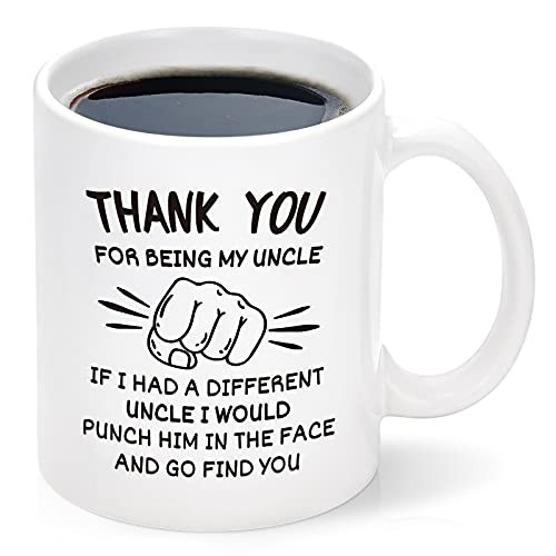 Best Uncle Gift, Thank You for Being My Uncle Funny Coffee Mug, Fathers Day Ideas for Uncle from Niece Nephew, Birthday Christmas Gifts for Uncle, Funny Uncle Mug 11oz White