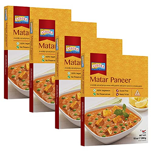Ashoka Matar Paneer - -mildy spiced preparation with soya paneer tofu and green peas- - 280g - -pack of 4-