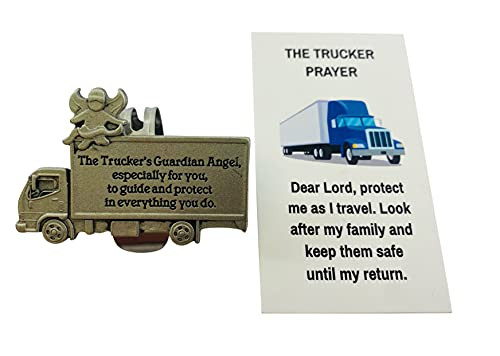 Westmon Works Truck Driver Visor Clip with Truckers Prayer Card Guardian Angel Road Safety Driving Set