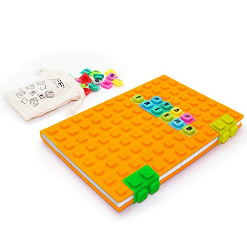 WAFF Soft Silicone Cover Combo Personalized Notebook / Journal, Large 8.25 x 5.5, Orange