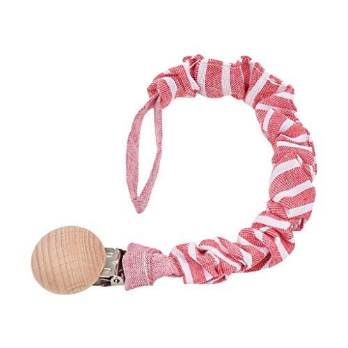 W-ZIYUI Baby Pacifiers Baby Cotton Pacifier Chain Beech Wood Pacifier Clip Infant Teething Toys Holder for Nipples Baby Teether