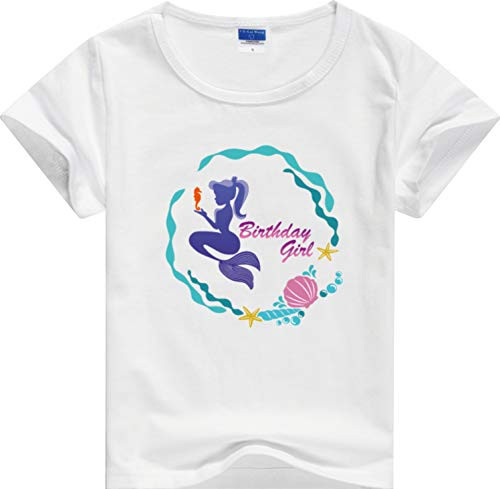 Yoriko Girls Mermaid Birthday T-Shirt, Mermaid Gift, Birthday Outfit for Girls -White-B, 7-8 Years- Yoriko Girls Mermaid Birthday T-Shirt, Mermaid Gift, Birthday Outfit for Girls -White-B, 7-8 Years-