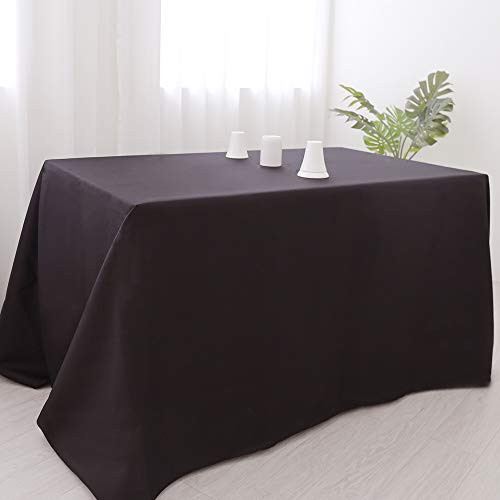 Zdada 2 Pieces 60" x 105" Elegant Rectangular Polyester Fabric Table Cover in Wedding Party Banquet Restaurant Washable Tablecloth-Black-