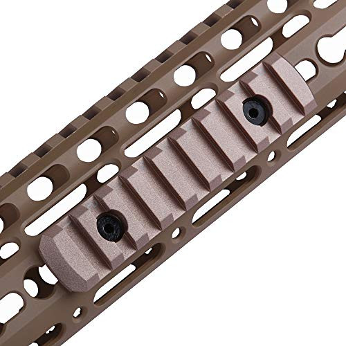 TuFok Keymod Picatinny Rail Mount Attachment - Low Profile Keymod Rail Section Adapter,Picatinny Keymod Rail Attachment-Aluminum,9 Slot TAN-